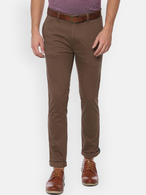

V Dot Men Brown Slim Fit Self Design Chinos