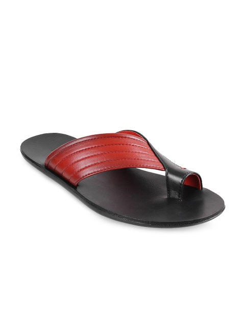 

Mochi Men Black & Red Comfort Leather Sandals