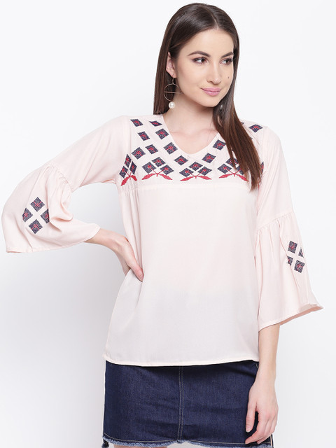 

Mayra Women Pink Printed A-Line Top