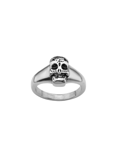 

Inox Jewellery Women Silver-Toned Stainless Steel Embossed Skull Ring