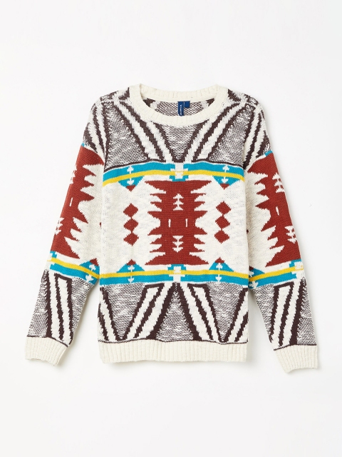 

Fame Forever by Lifestyle Girls Cream-Coloured Self Design Pullover Sweater