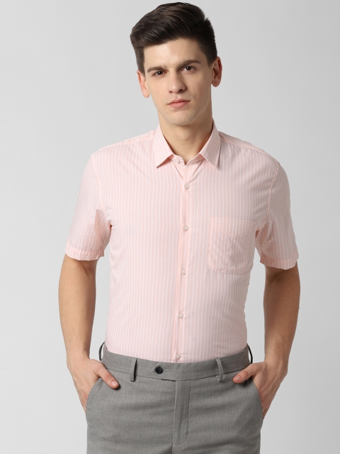 

Peter England Men Orange & White Regular Fit Striped Formal Shirt