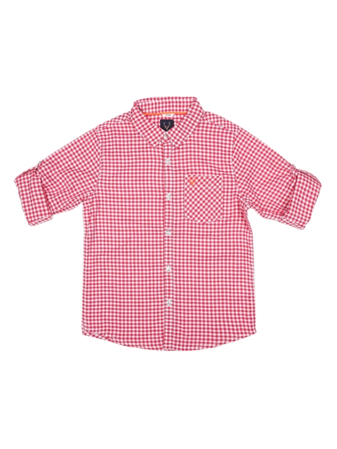 

Allen Solly Junior Boys Pink & White Slim Fit Checked Casual Shirt