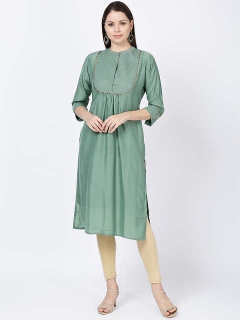 

Soch Women Mint Green Embellished Straight Kurta
