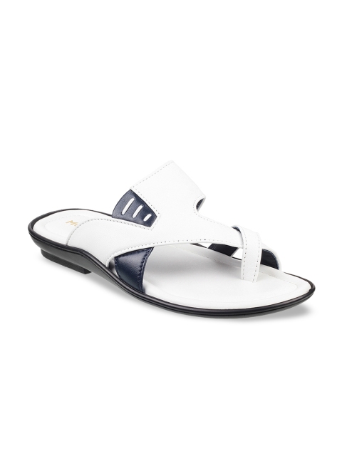 

Mochi Men White & Navy Blue Comfort Leather Sandals