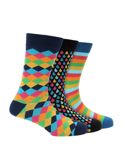 

Soxytoes Men Pack Of 3 Multicoloured Patterned Calf-Length Socks, Multi