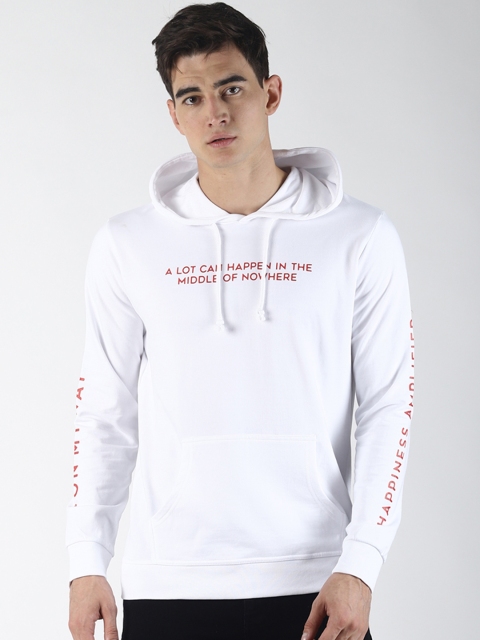 

Blue Saint Men White & Red Solid Hooded Sweatshirt
