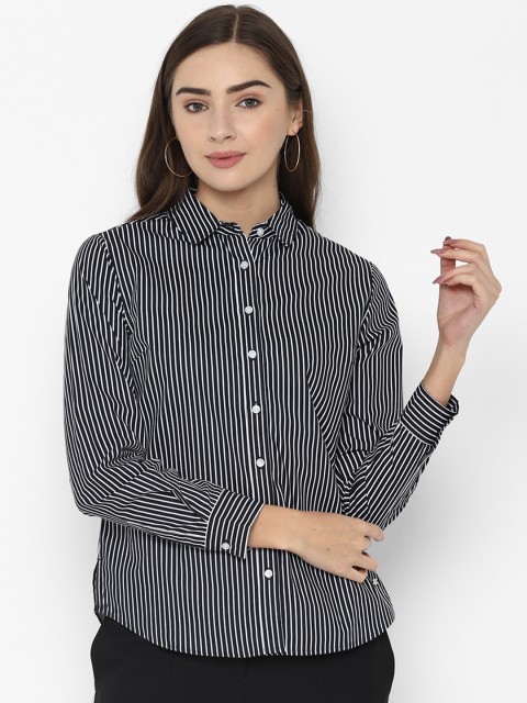 

Allen Solly Woman Black & White Regular Fit Striped Casual Shirt
