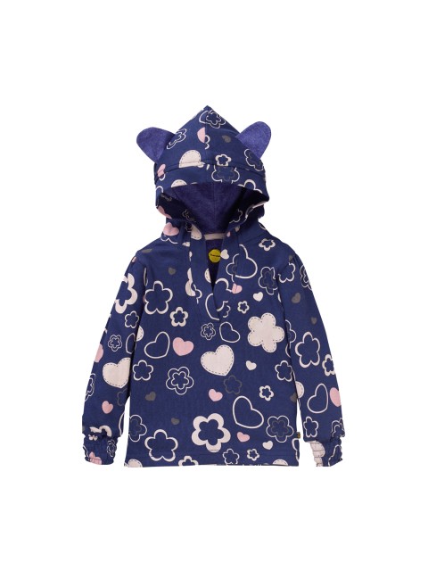

Pranava Girls Navy Blue & White Printed Organic Cotton Hooded Sweatshirt