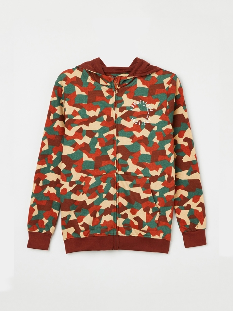 

Fame Forever by Lifestyle Boys Green & Maroon Camouflage Printed Hooded Sweatshirt