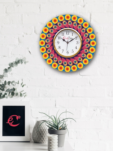 

eCraftIndia Multicoloured Handcrafted Analogue Wall Clock, Multi
