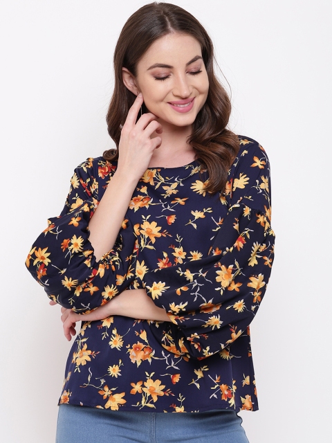 

Mayra Women Blue Printed A-Line Top