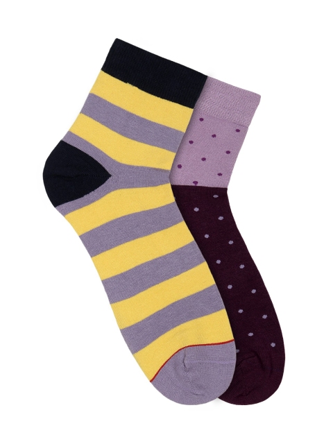 

Soxytoes Men Pack of 2 Patterned Ankle-Length Socks, Purple