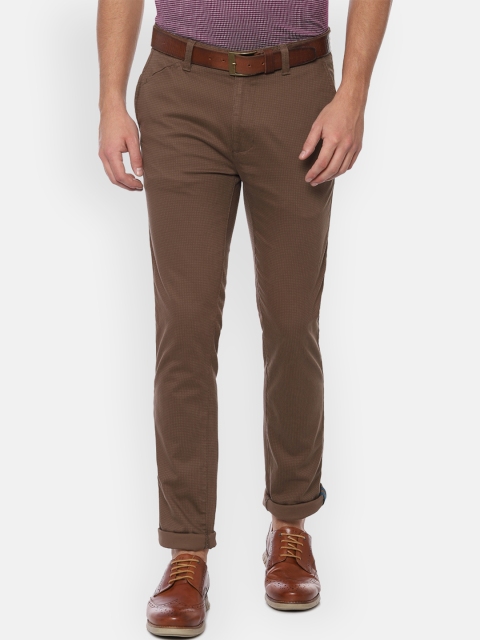 

V Dot Men Brown Slim Fit Self Design Chinos