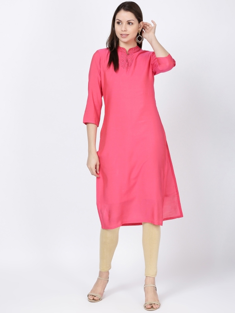 

Soch Women Pink Solid Straight Kurta