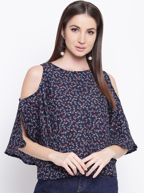 

Mayra Women Blue Printed A-Line Top