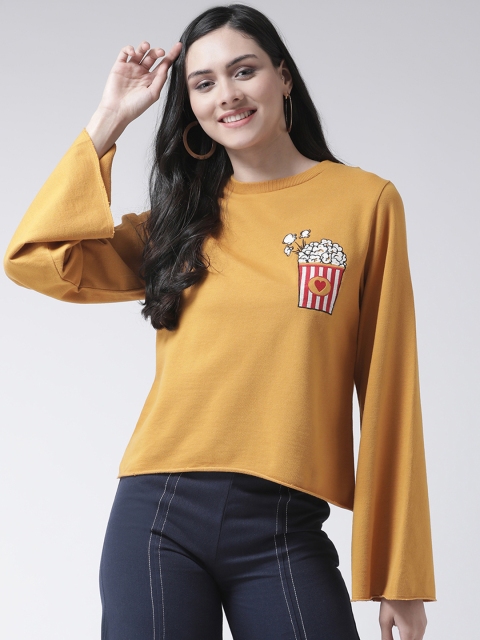 

Leo Sansini Women Mustard Yellow Solid Sweatshirt