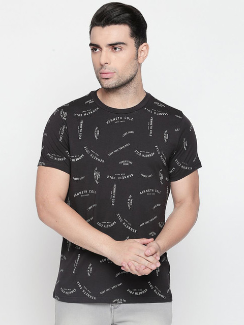 

Kenneth Cole Men Black Printed Round Neck Slim Fit T-shirt