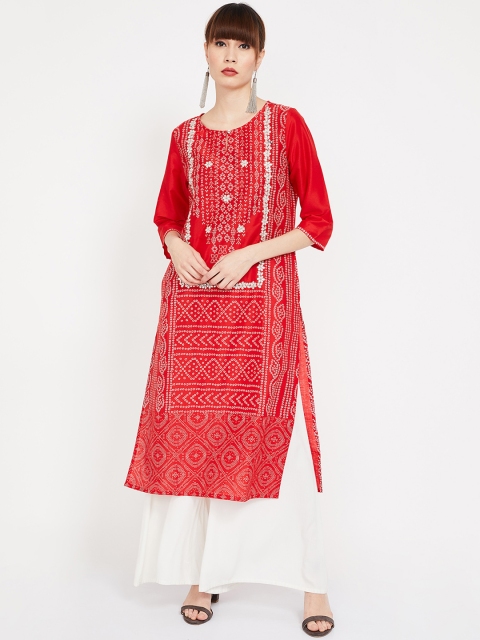 

Melange by Lifestyle Women Red & White Printed Straight Kurta