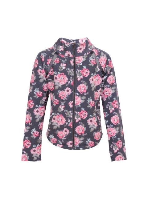 

CUTECUMBER Girls Black & Pink Printed Sporty Jacket