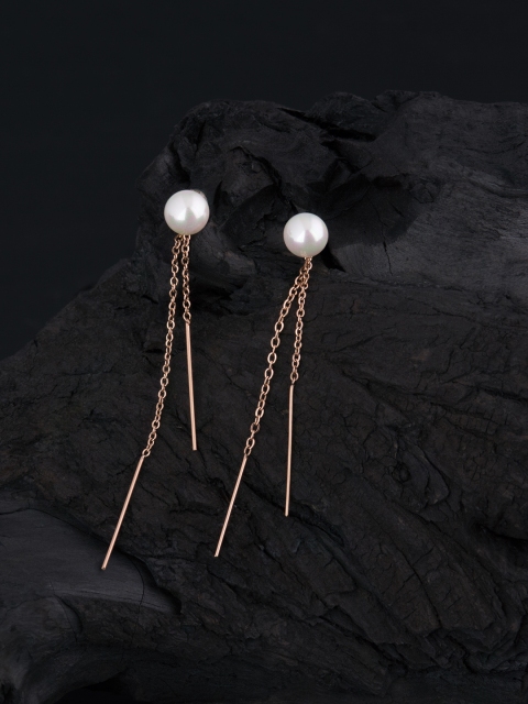 

E2O Rose Gold-Plated & Off-White Circular Drop Earrings