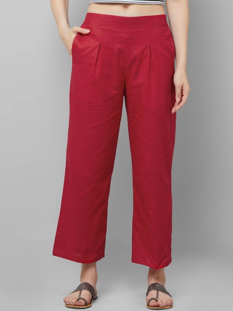 

Indo Era Women Red Solid Straight Palazzos