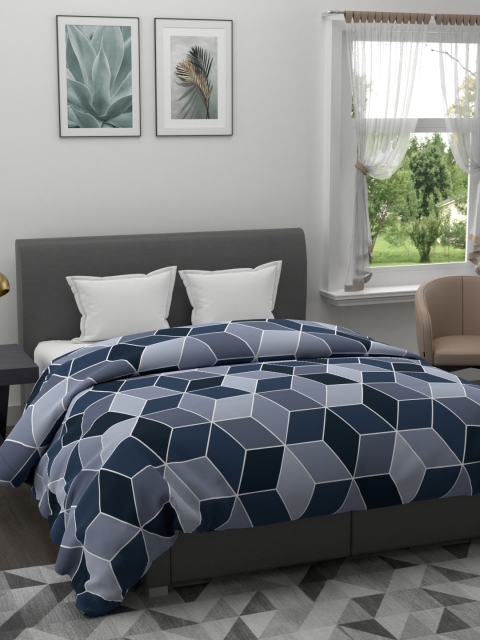 

BIANCA Blue & Navy Blue Geometric AC Room 120 GSM Double Bed Comforter