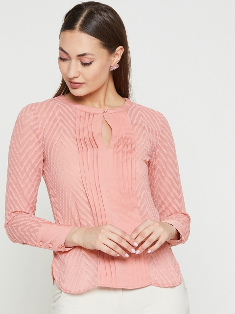 

RARE Women Peach-Coloured Self Design Top