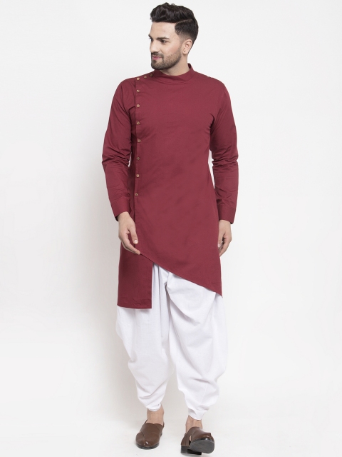 

Zotw Men Maroon Solid Straight Asymmetric Kurta