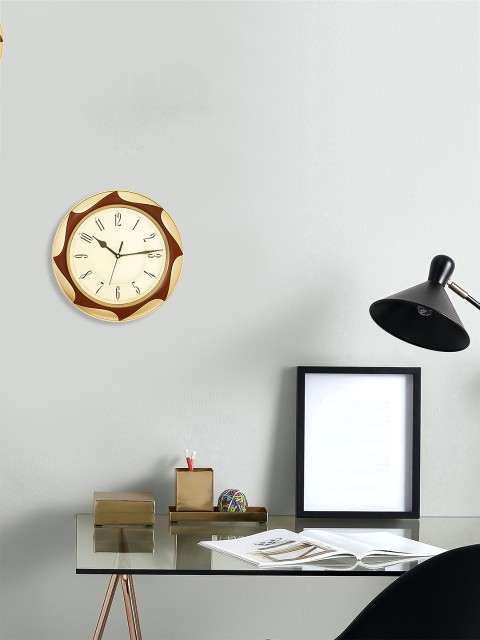

eCraftIndia Gold-Toned & Brown Analogue Wall Clock