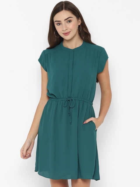 

Allen Solly Woman Teal Green Solid Blouson Dress