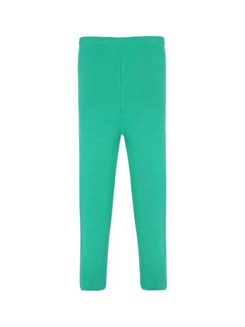 RVK Girls Sea Green Solid Ankle-Length Leggings