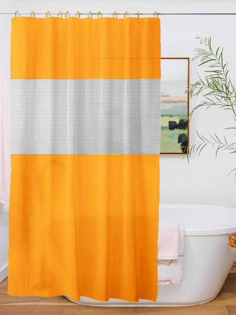

Story@home Yellow PVC Waterproof Water Repellent Designer Shower Curtain, Orange
