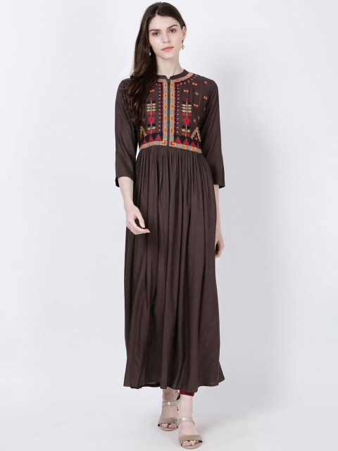 

Soch Women Brown & Red Embroidered Flared Anarkali Kurta