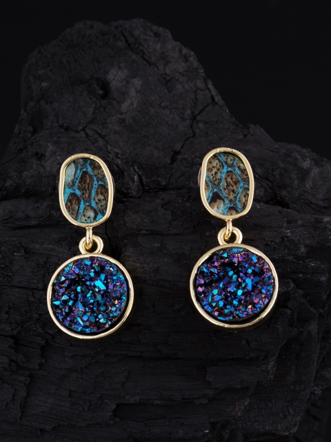 

E2O Blue & Gold-Plated Geometric Drop Earrings