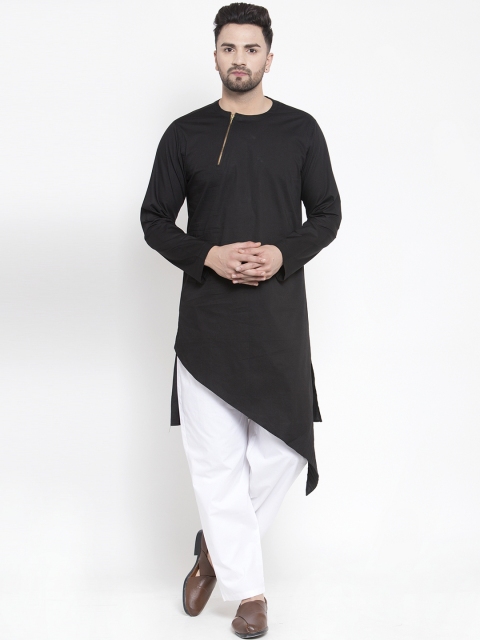 

Zotw Men Black Solid Straight Kurta