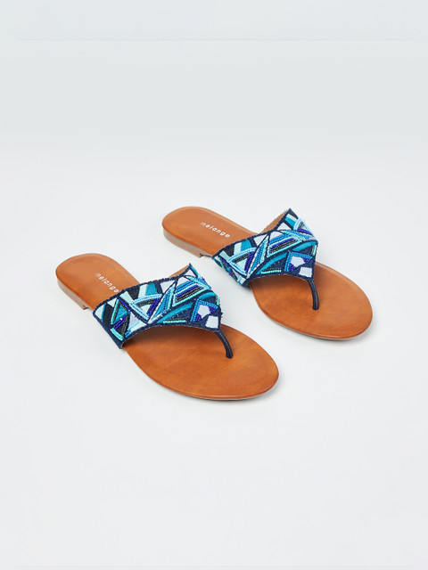 

Melange by Lifestyle Women Navy Blue Embellished Open Toe Flats