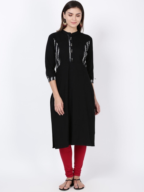 

Soch Women Black & White Solid Straight Kurta