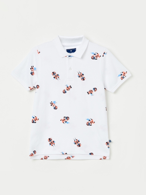 

Fame Forever by Lifestyle Boys White Printed Polo Collar T-shirt