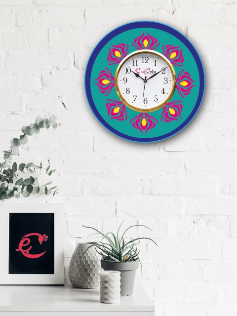 

eCraftIndia White & Blue Handcrafted Round Printed 30 cm Analogue Wall Clock
