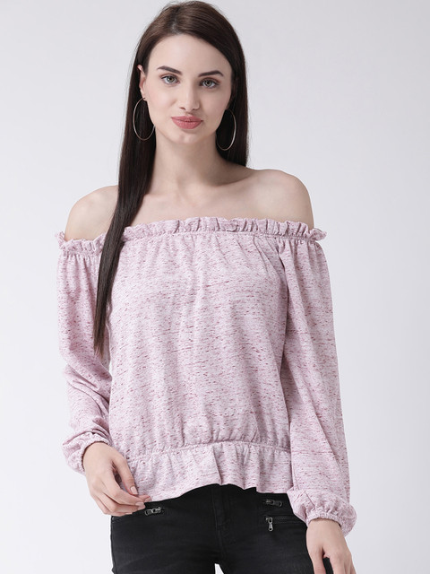 

Leo Sansini Women Pink Solid Bardot Top
