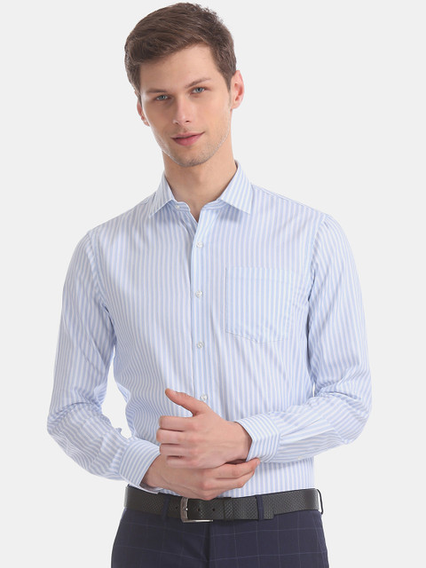 

Arrow Men Blue & White Striped Slim Fit Formal Shirt