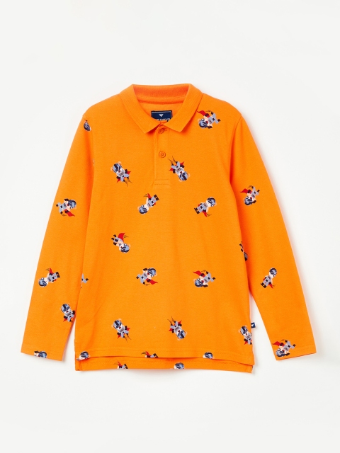 

Fame Forever by Lifestyle Boys Orange Printed Polo Collar T-shirt