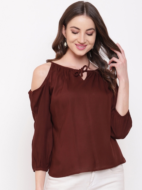 

Mayra Women Brown Solid A-Line Top