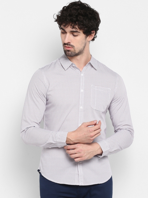 

KVL Men White & Grey Regular Fit Printed Casual Shirt