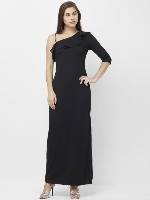 

109F Women Black Solid Maxi Dress