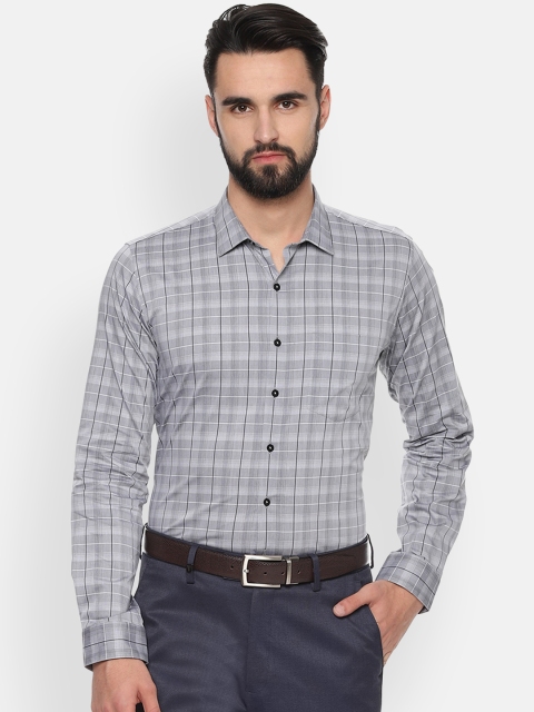 

Van Heusen Men Grey & White Slim Fit Checked Formal Shirt