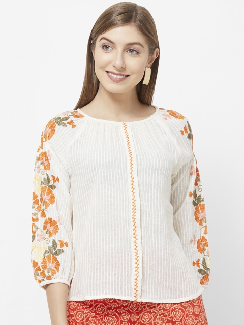 

Fusion Beats Women Off-White Printed Printed Top