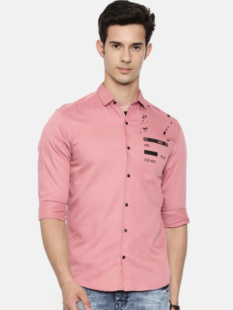 

CINOCCI Men Pink Slim Fit Printed Casual Shirt