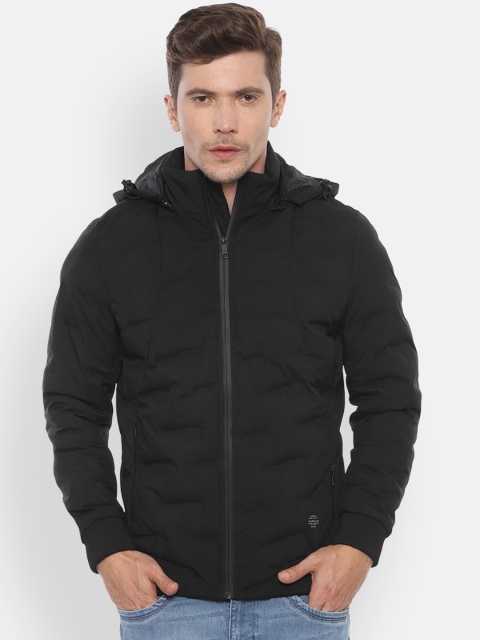 

Van Heusen Sport Men Solid Padded Jacket with Detachable Hood, Black